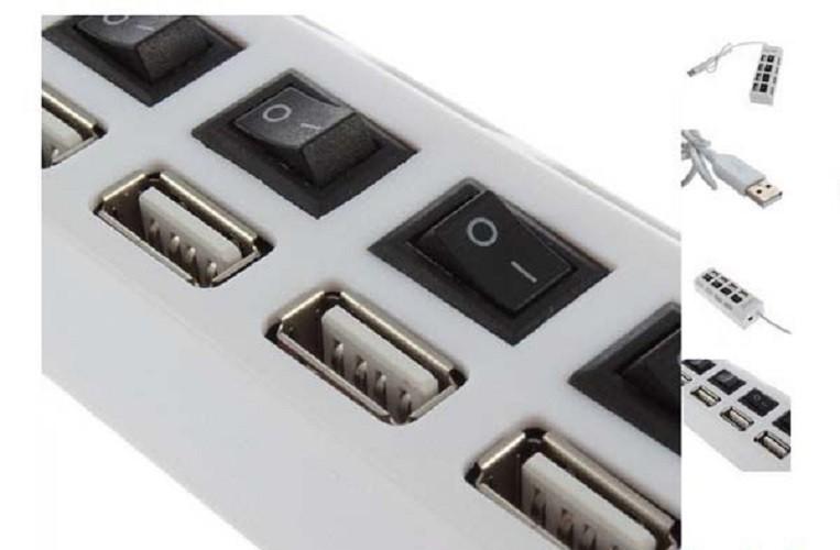 [Tặng đèn led usb siêu sáng] Bộ chia usb từ 1 ra 4 usb có công tắt 2.0 (hub usb dùng cho laptop, PC,...)