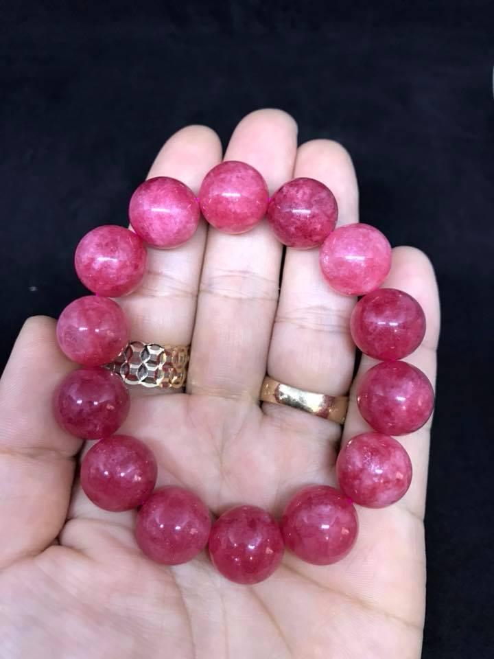 [HCM]VÒNG TAY ĐÁ RUBY HỒNG NGỌC 14 LY ( TẶNG KÈM HẠT VÀ DÂY )