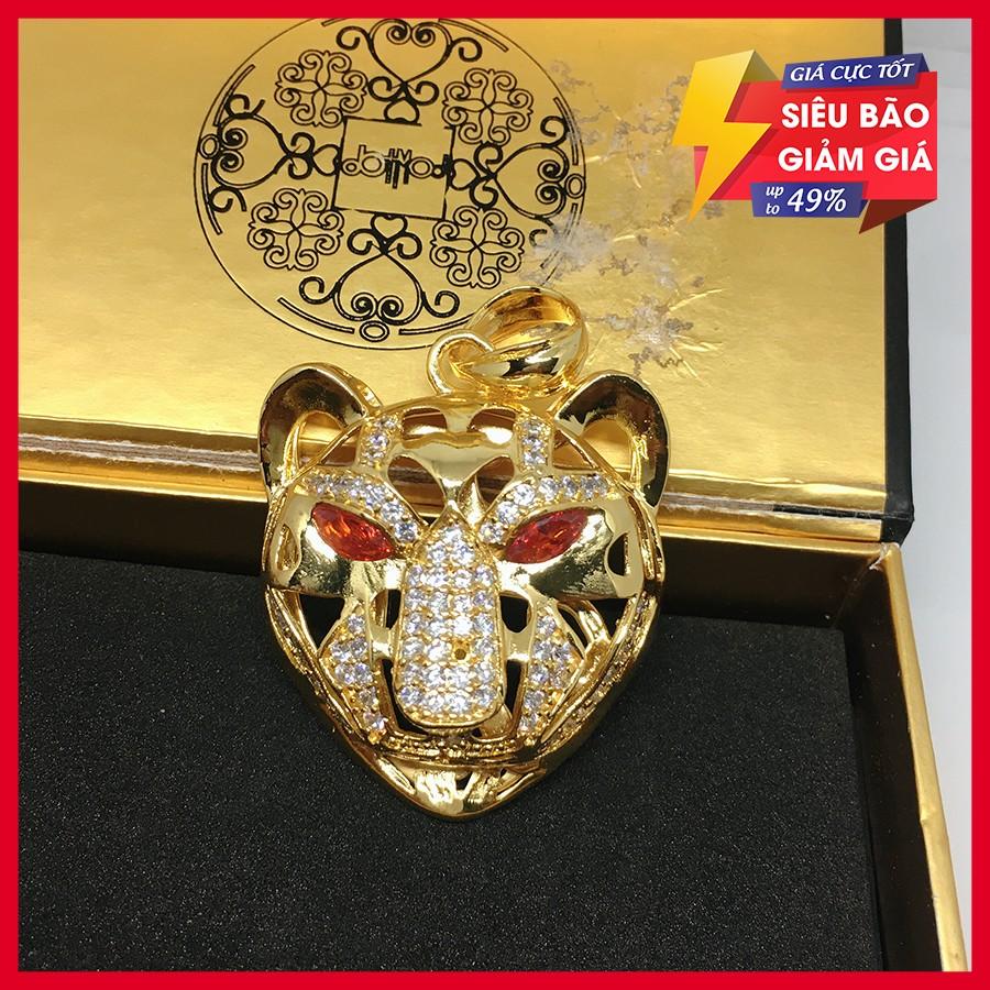 Mặt dây chuyền nam mặt hổ đính đá mạ vàng cao cấp + tặng vòng tay tỳ hưu(Miễn phí vận chuyển)