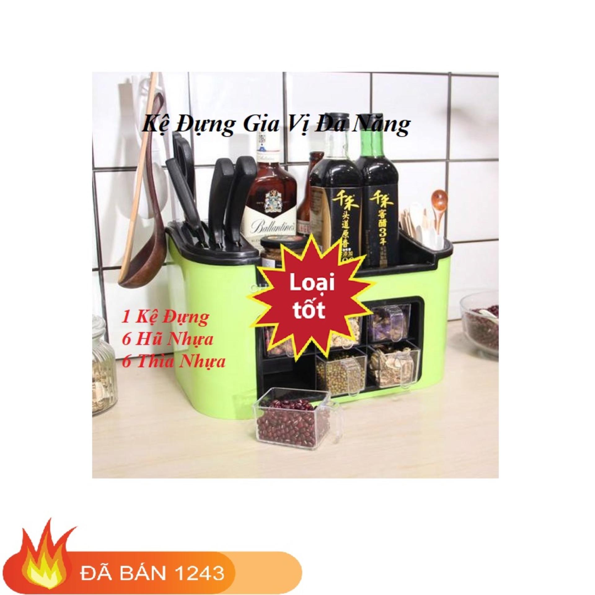 Hủ Đựng Gia Vị Cao CấpHủ Đựng Gia Vị Bằng NhựaKệ Đựng Gia Vị Kèm 6 Hũ Thông MinhChất Liệu Nhựa PP An Toàn, Top 5 Phụ Kiện Nhà Bếp Bán Chạy