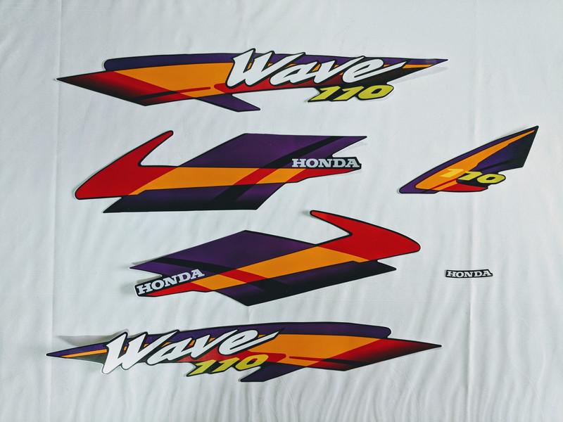 Bộ tem dán xe máy xe Wave thái 110, tem 3 lớp cao cấp (màu tím đỏ)