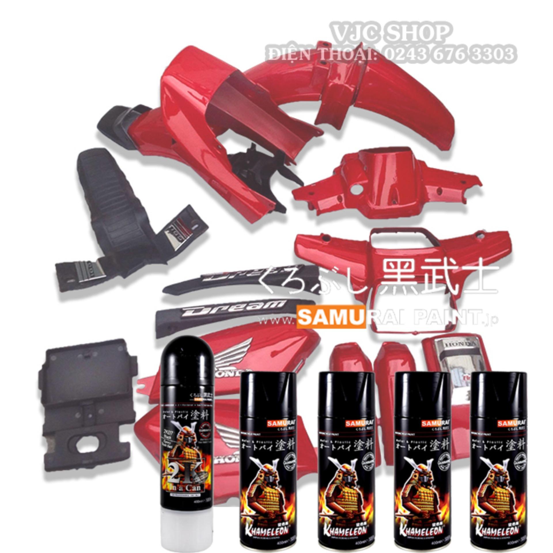 Bộ sơn dàn áo xe Dream II màu đỏ Samurai