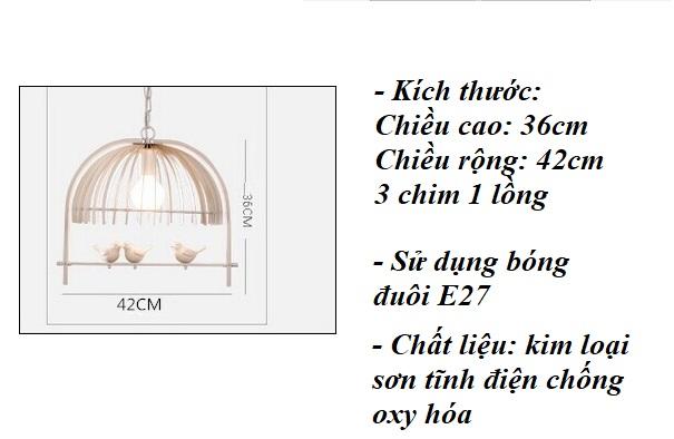 Đèn thả trần lồng chim TN215 (trắng)