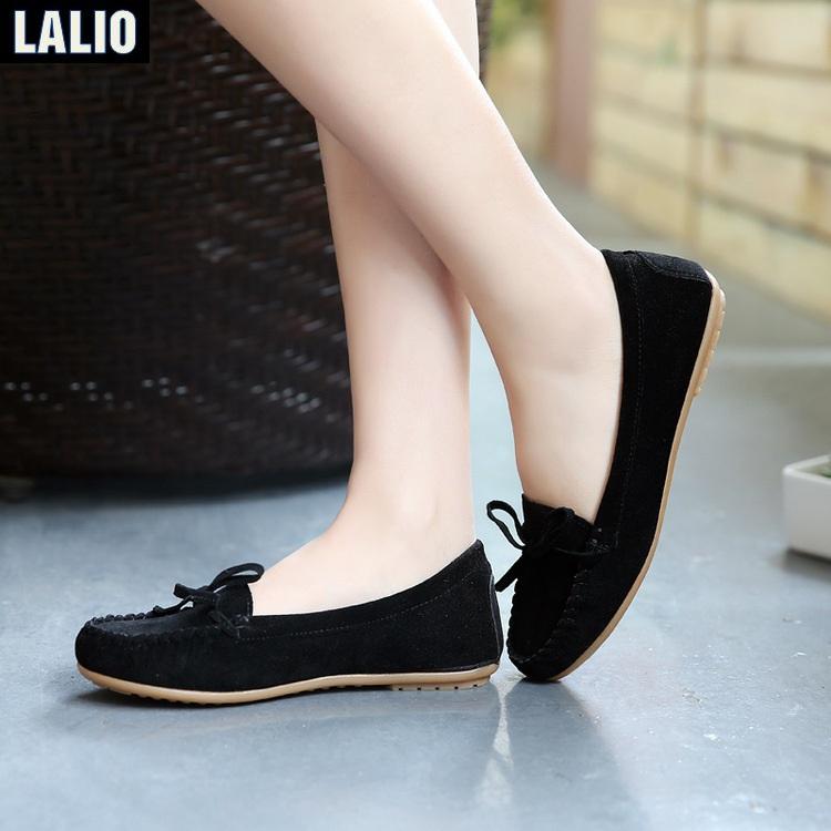 Giày Búp Bê Buộc Dây Lalio LA045 (Đen)