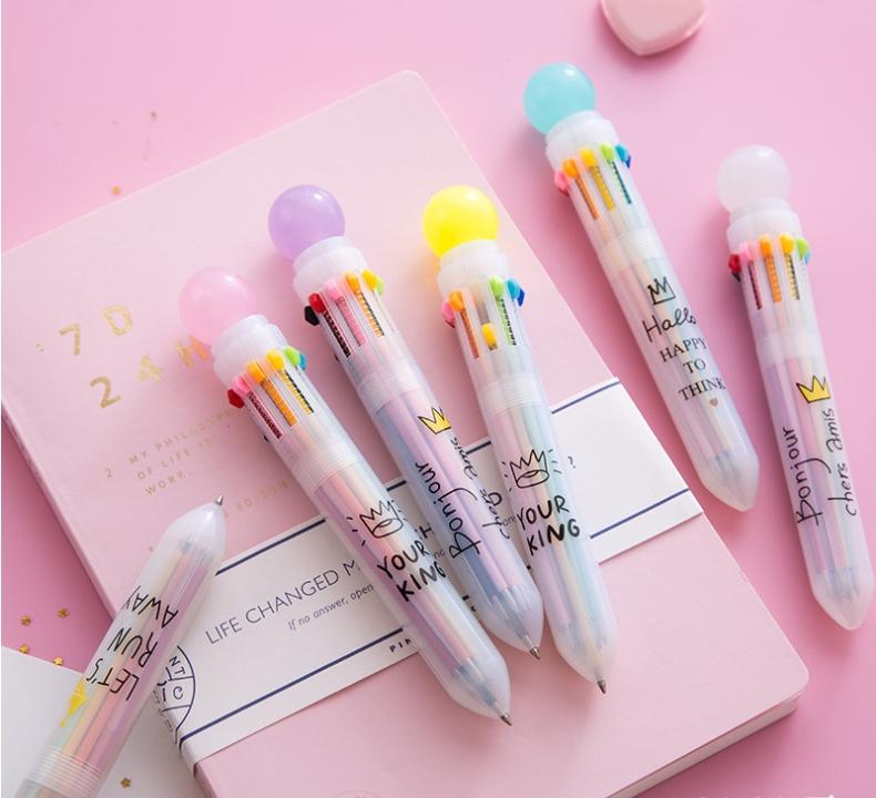 Bút bi bấm 10 màu HS101