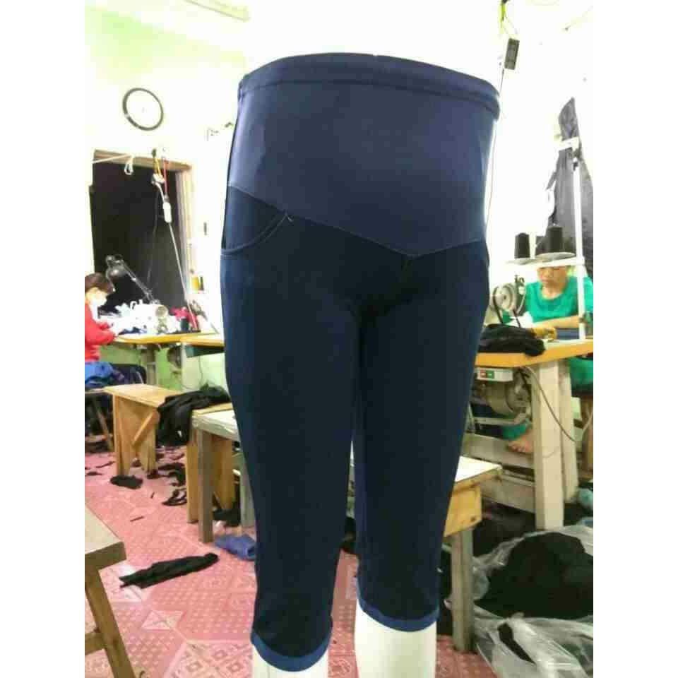 Quần legging bầu giả jean lửng