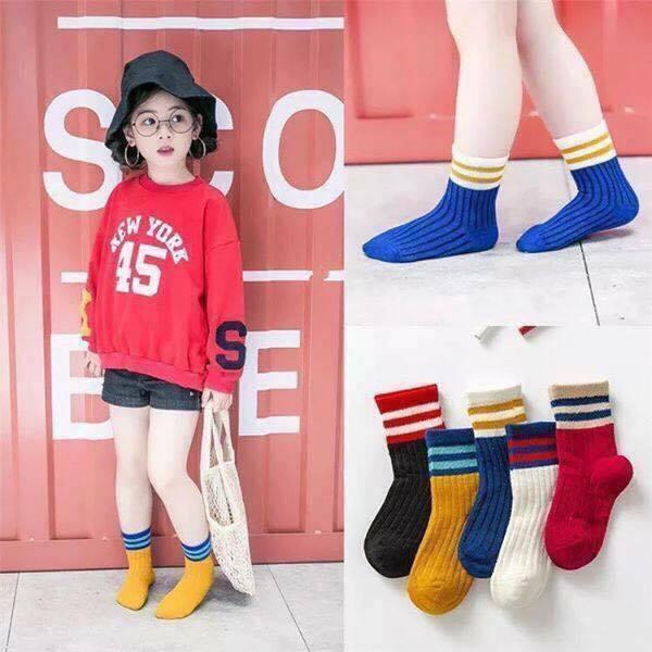 Combo 5 đôi Tất gân trẻ em cao cổ viền chân thể thao