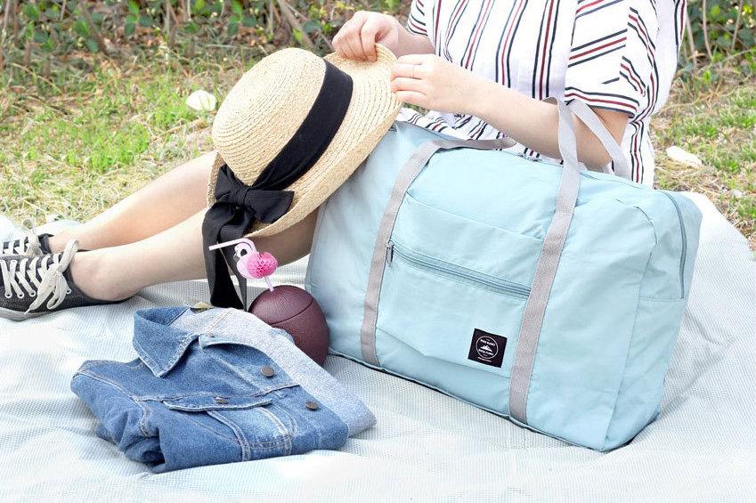 Túi Vali kéo xếp gọn (xanh nhạt)
