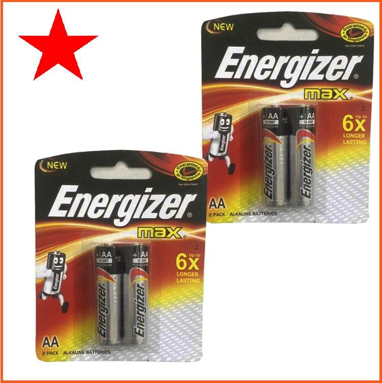 Combo 2 vỉ pin AA Energizer Alkaline (1 vỉ 2 viên) pin tiểu chính hãng
