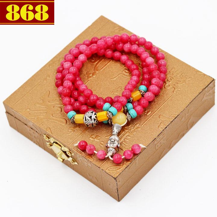 Vòng chuỗi 108 hạt đá ngọc tủy hồng BBD5