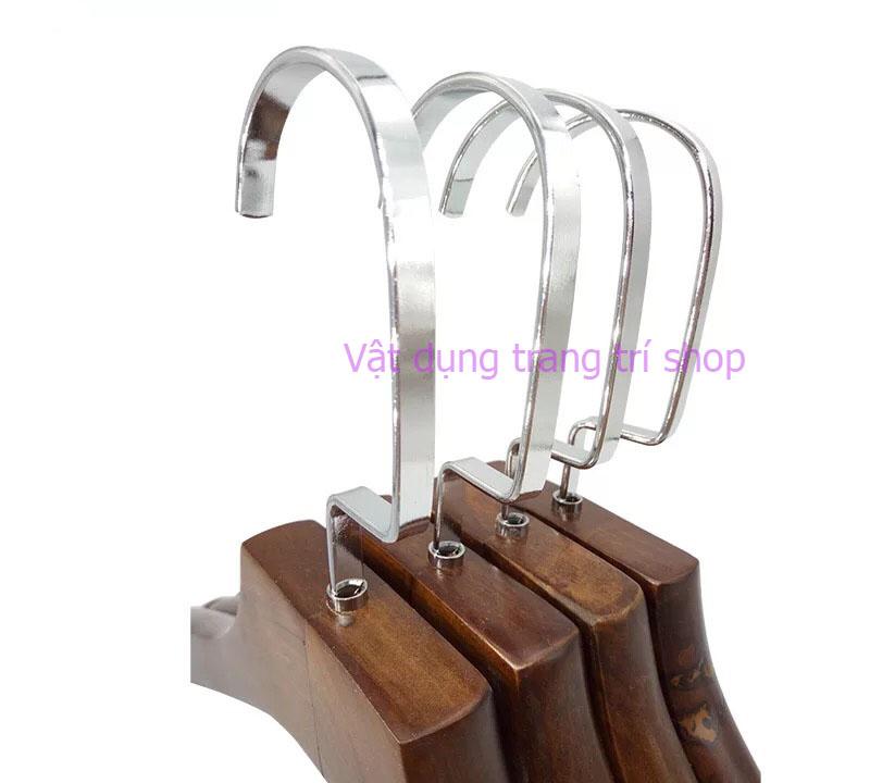Móc gỗ nâu vai trơn 38cm ( Bộ 10 móc )