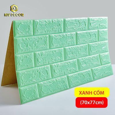 Combo 30 tấm xốp dán tường 3D giả gạch màu xanh cốm nhạt