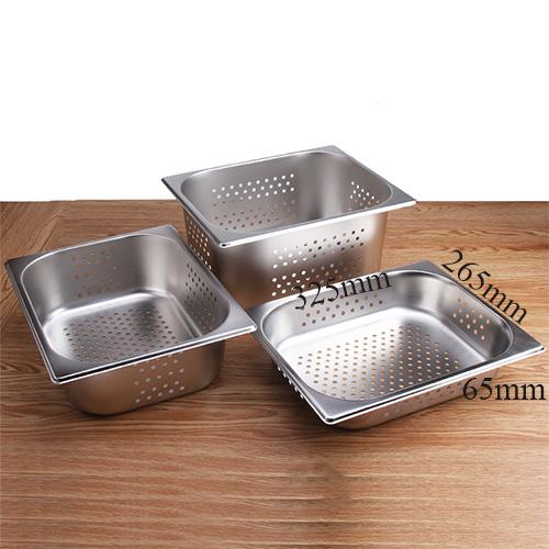(inox dày) Khay inox có đục lỗ GN 1/2x65mm