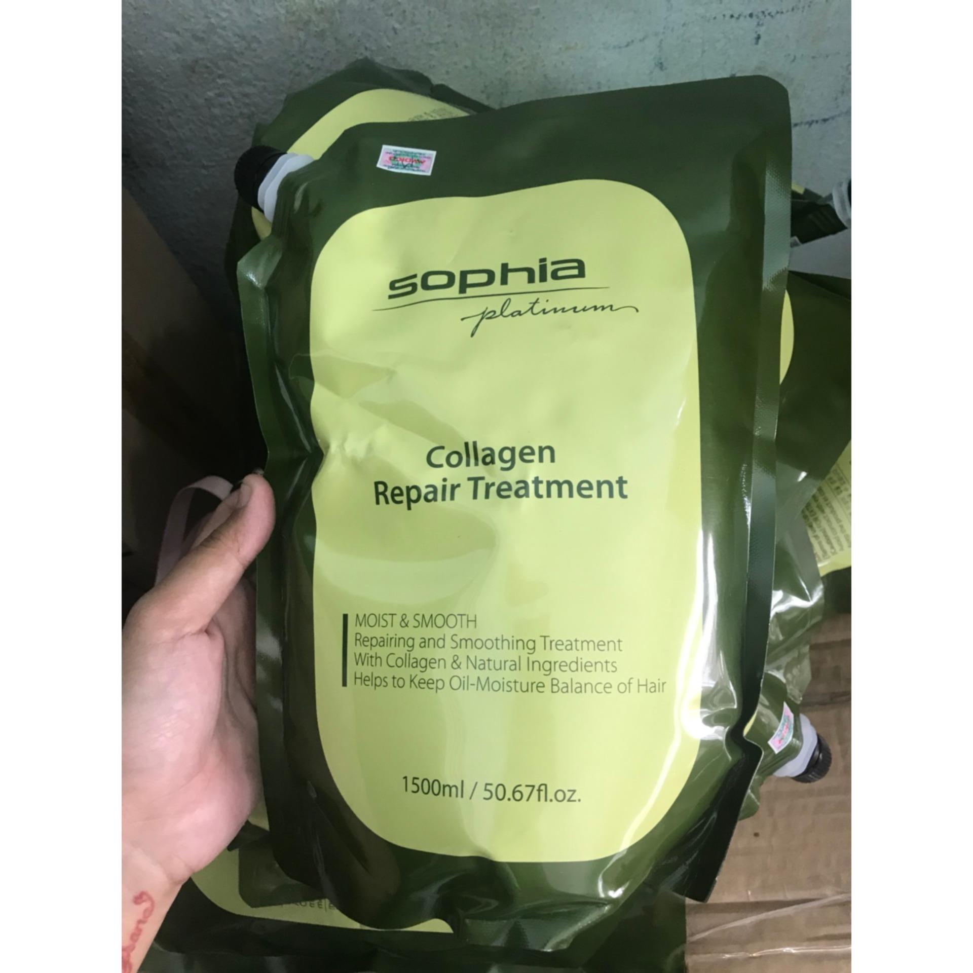 Hấp phục hồi tóc hư tổn Collagen Sophia Platinum 1500ml ( dạng túi )