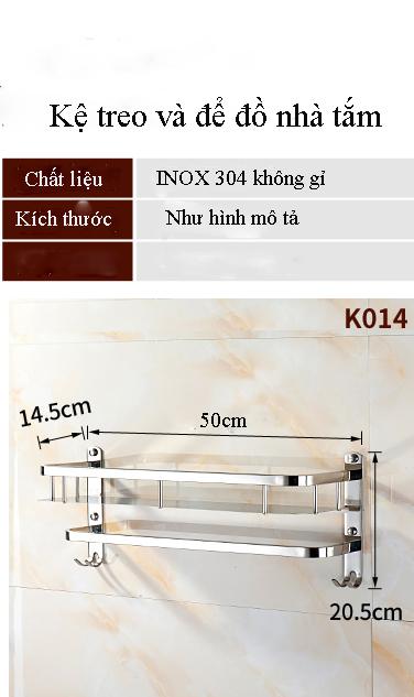 Kệ treo nhà tắm có khay để đồ chất liệu INOX 304 chống hoen gỉ