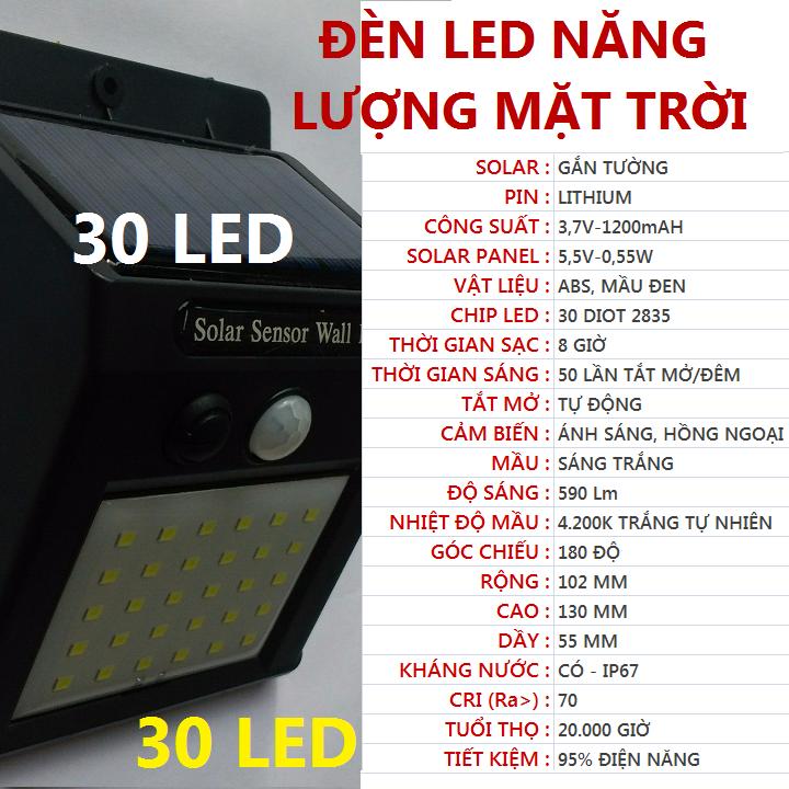 Đèn LED năng lượng mặt trời 30 và 48 chíp - Cảm ứng ánh sáng và chuyển động