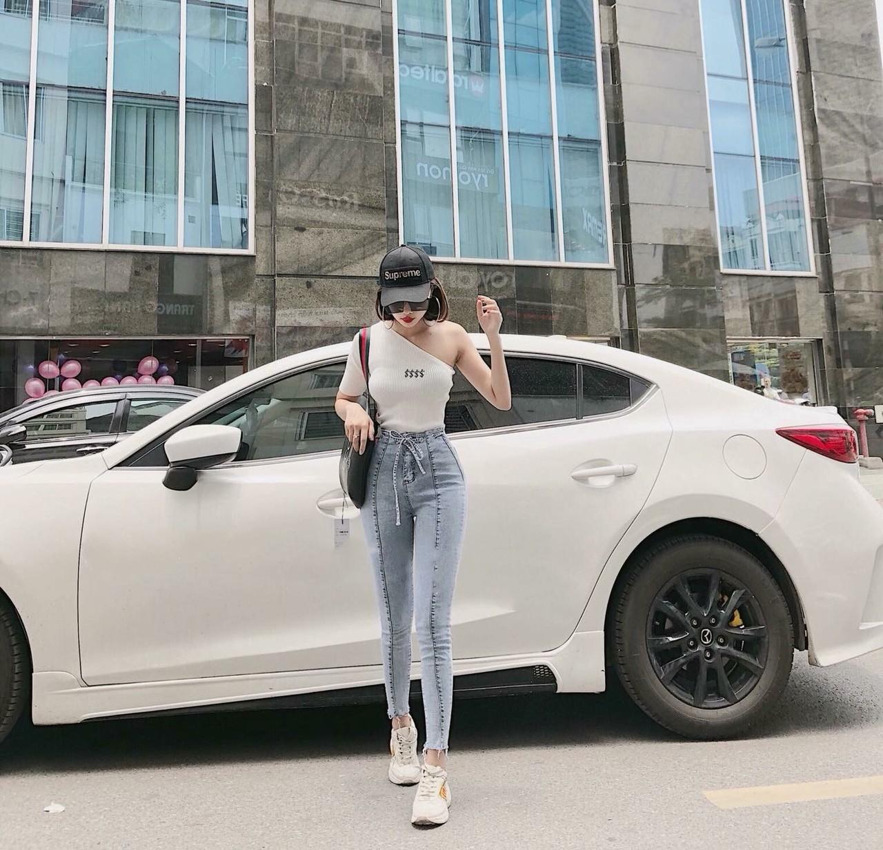 QUẦN JEAN NỮ CỘT DÂY SỌC TRƯỚC A5