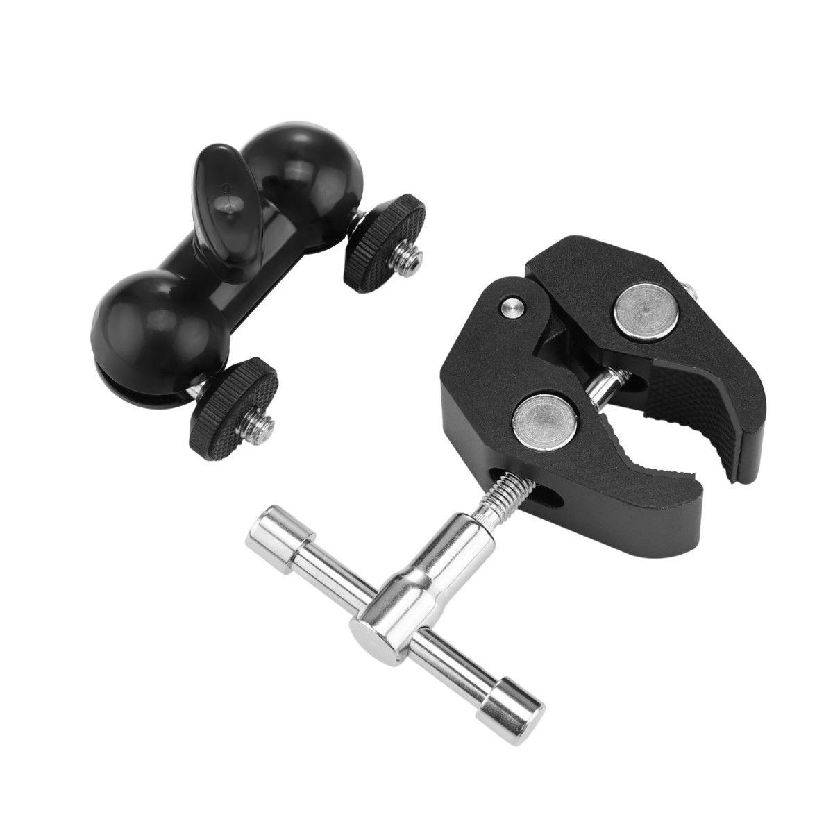 Magic arm mount mini xoay 360 độ và Kẹp ghi đông nhôm CNC siêu cứng gắn đèn Led Microphone