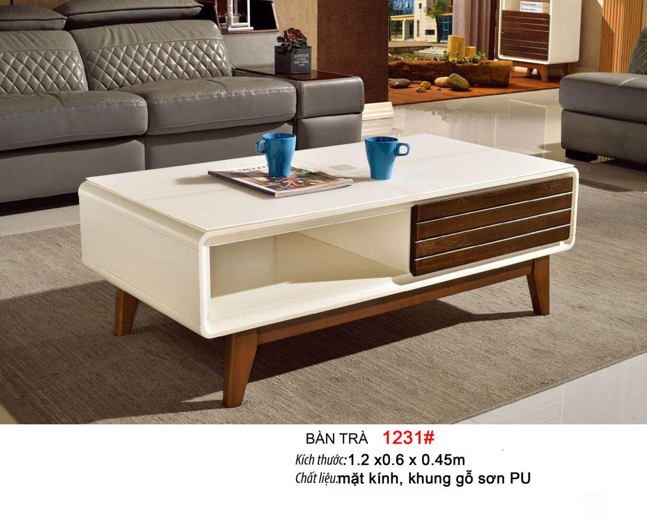 Bàn sofa mặt kính cường lực Mina Furniture MN-1231# (1200*600*450)