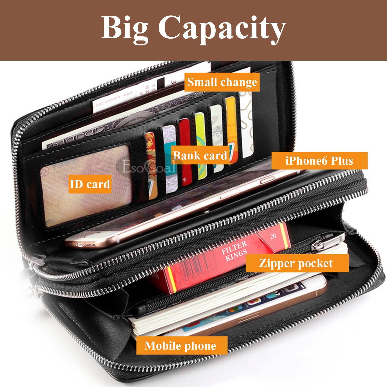 Men/'s Bifold Leather Zip Coin Long Wallet Multi Card Holder Purse Clutch Handbag