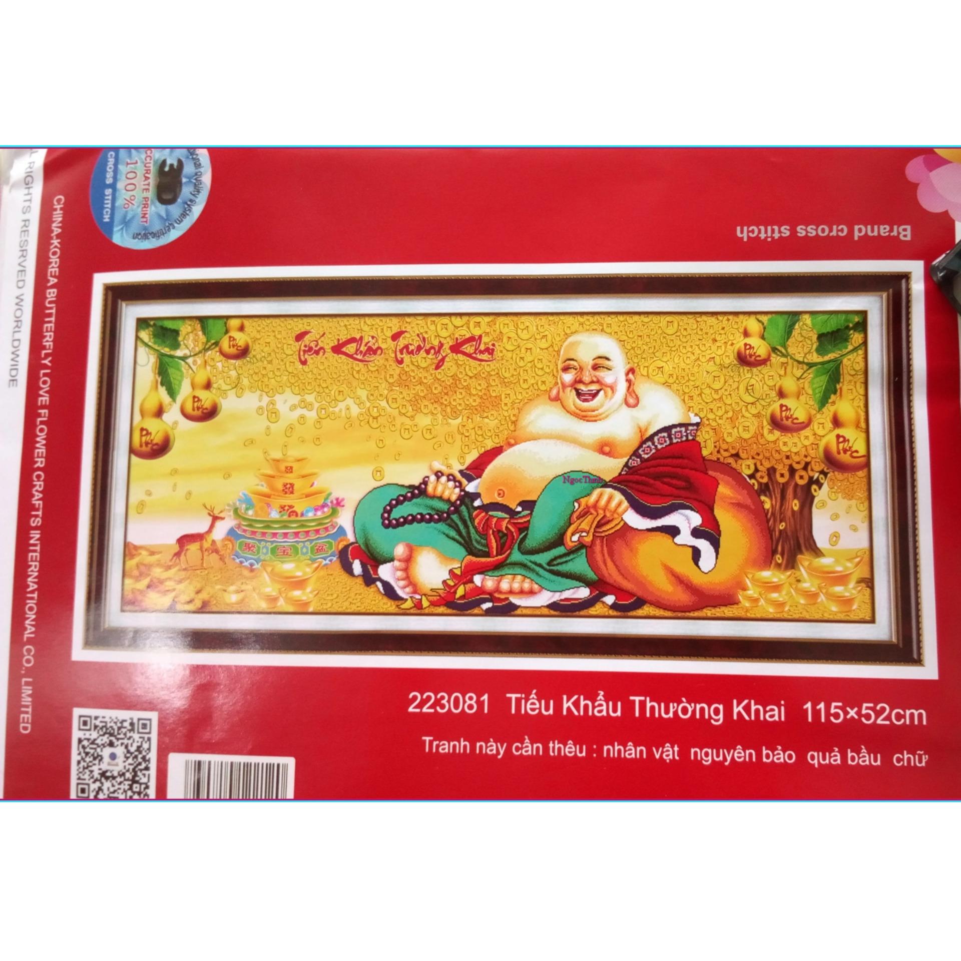 Tranh thêu chữ thập Di Lạc Tiểu khẩu trường khai có quả hồ lô phúc DLH-223081-Siêu thị tranh thêu