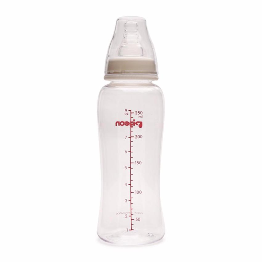 Combo Bình sữa Pigeon Streamline 250ml + vỉ 2 ty silicone cùng size