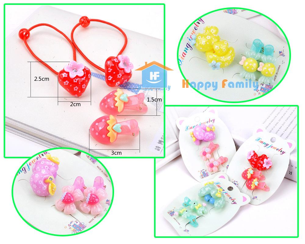 [HCM]Bộ kẹp mái và dây buộc tóc trẻ em -2Bộ