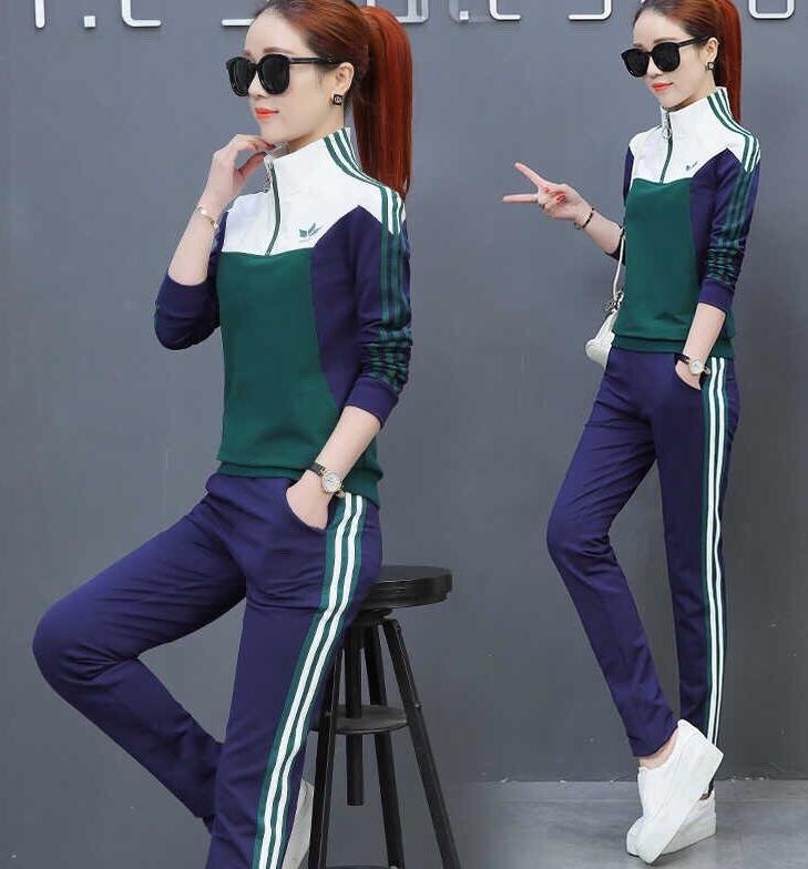 Bộ đồ thể thao nữ thu đông phối màu cao cấp
