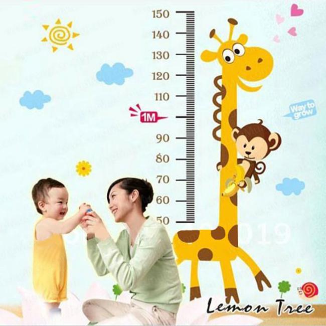 Decal dán tường đo chiều cao hươu bé ( 1m6*1m2)