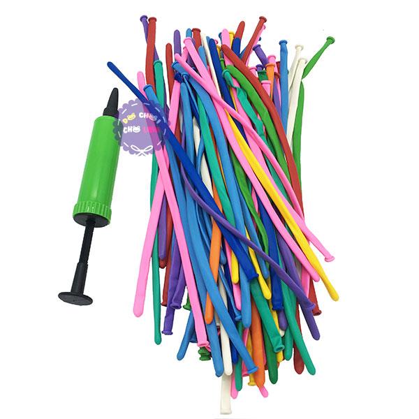 Bộ 70 bong bóng dài tạo hình nghệ thuật Thái Lan & dụng cụ bơm - ĐỒ CHƠI CHỢ LỚN