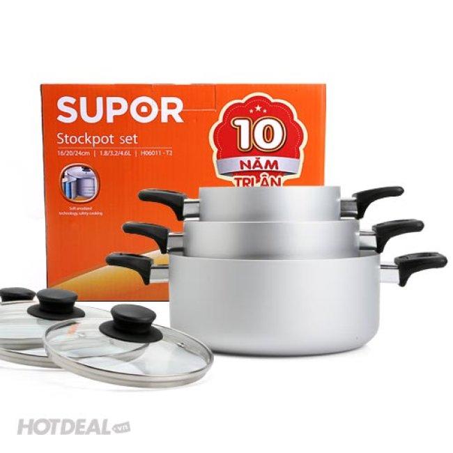 Bộ nồi canh oxy hóa mềm Supor H06011-T2