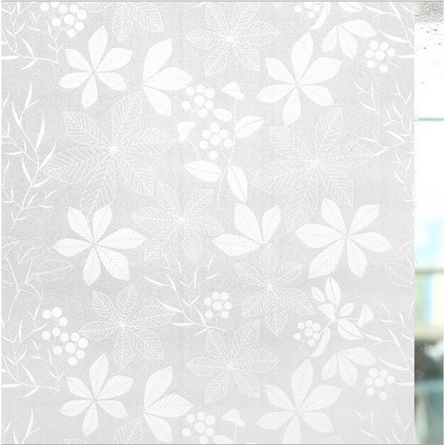 [5m x 45cm] DECAL dán kính PVC mờ Hoa Lá Trắng GDK013