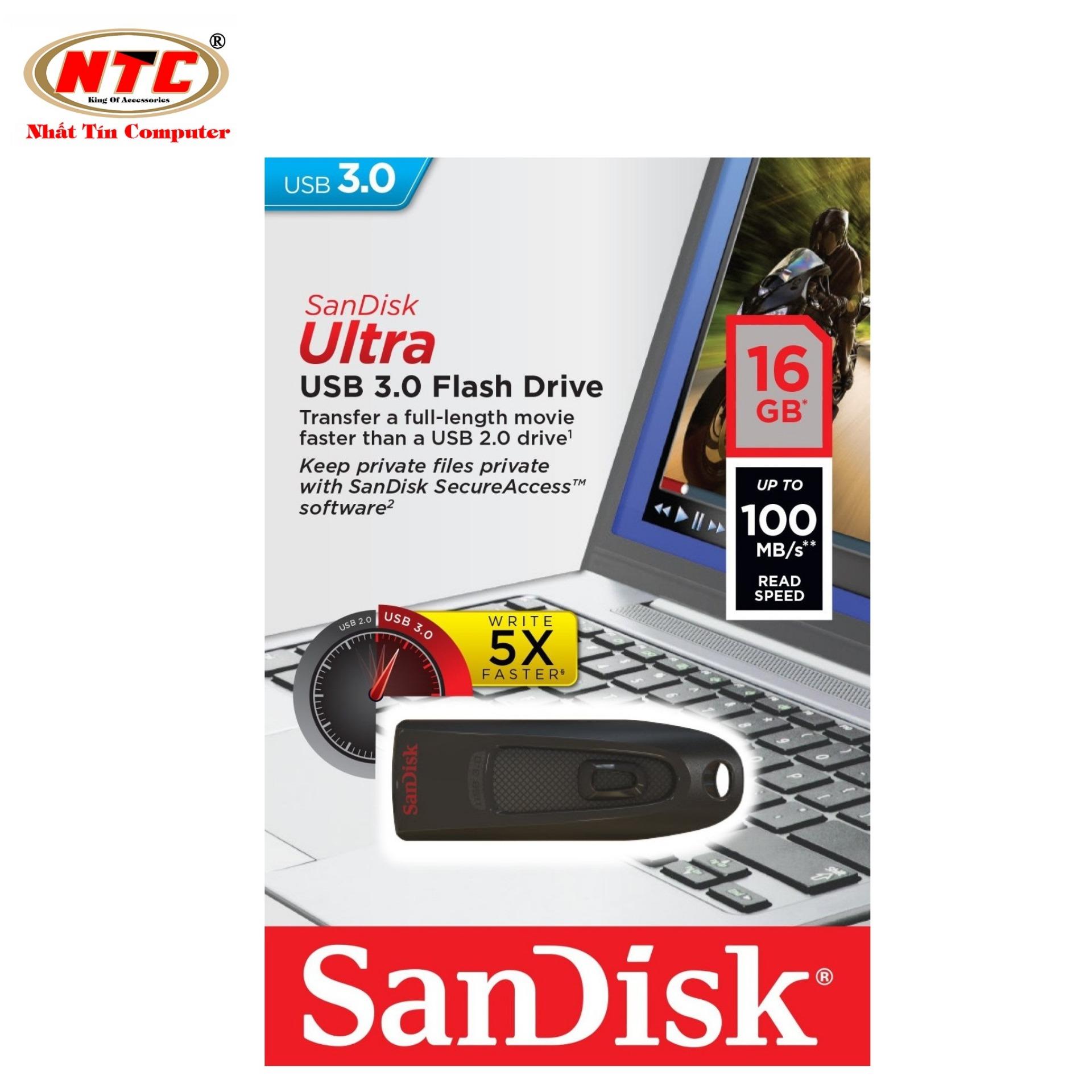 USB 3.0 SanDisk Ultra CZ48 16GB 100MB/s (Đen) - Nhất Tín Computer