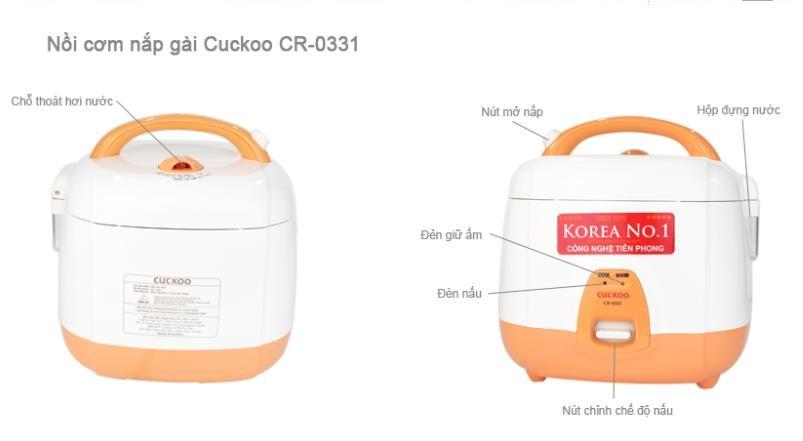 Nồi cơm điện cơ Cuckoo CR-0331 0.5L (Trắng phối cam) - Hàng nhập khẩu