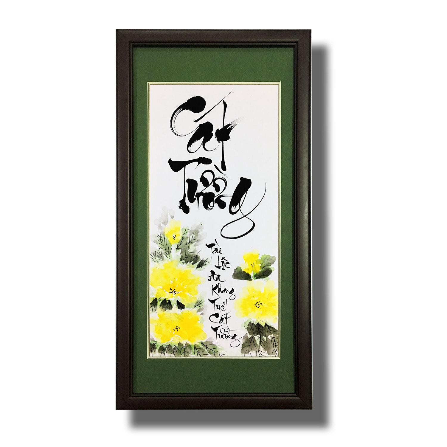 Tranh thư pháp sáng tác - Chữ Cát Tường - Tranh Mỹ Thuật Minh Hiền