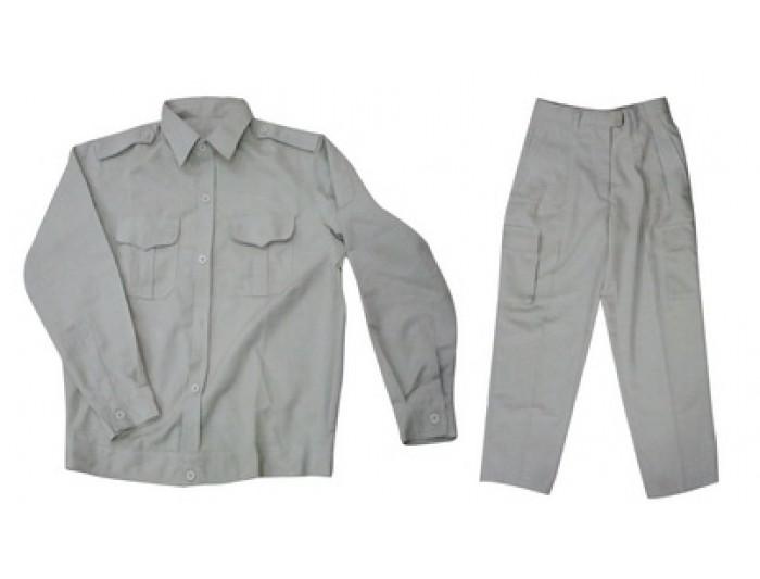 Bộ áo và quần bảo hộ lao động vải kaki màu ghi size XL