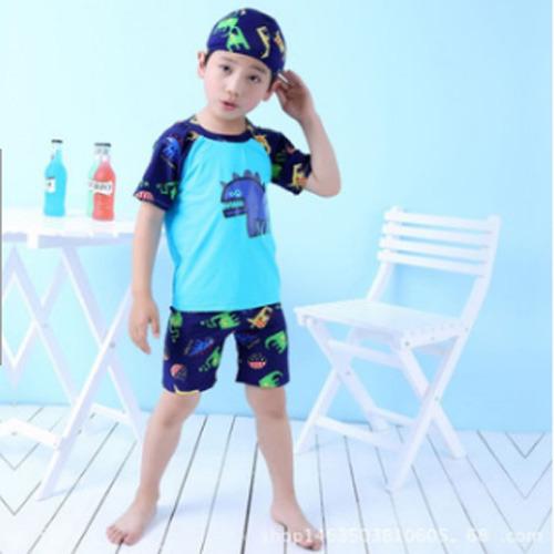 Đồ bơi bé trai in hình khủng long gồm nón S032 - bộ bơi bé trai gồm nón họa tiết khủng long co giãn thoải mái
