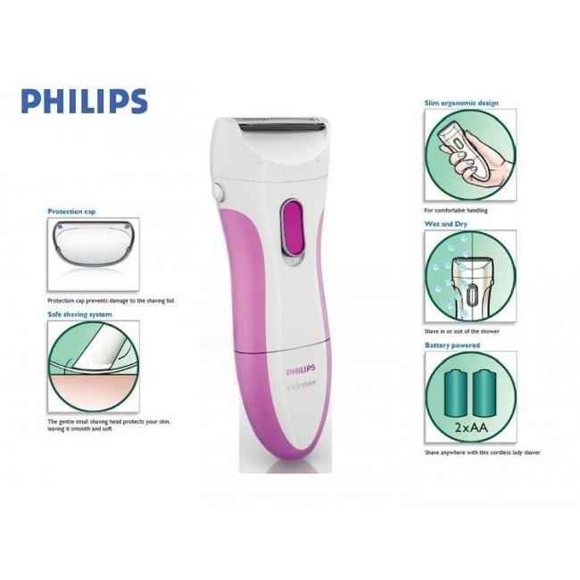 Máy làm sạch lông dành cho nữ Philips HP6341 (Trắng hồng) - hàng nhập khẩu