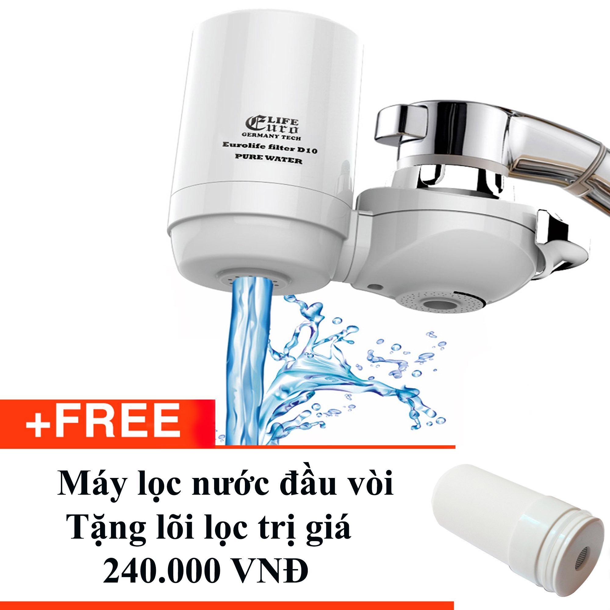 Máy lọc trực tiếp đầu vòi Eurolife EL-LS-D10 (Trắng) - Tặng lõi lọc D10