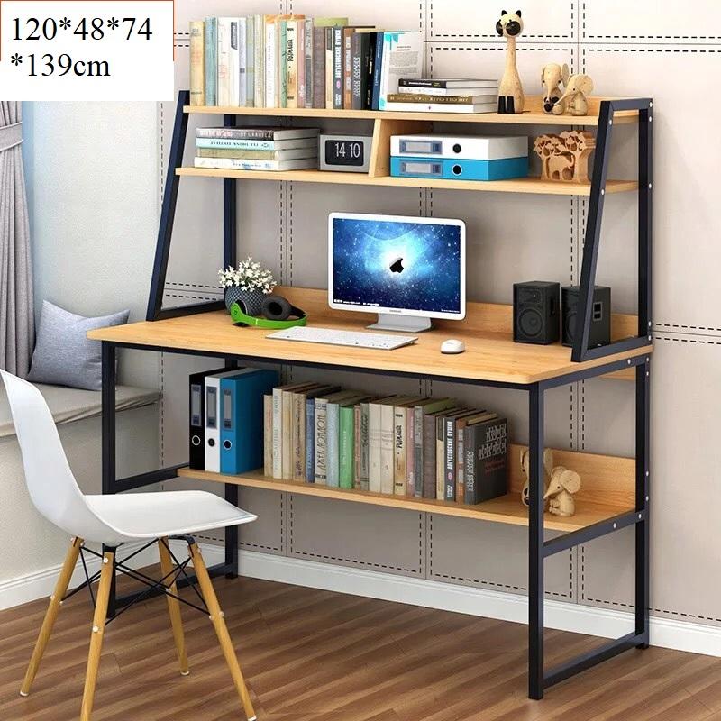 Bàn học và làm việc kèm giá sách kích thước 120x48x74x139cm (vàng đen) - (BQ373-VANGDEN)