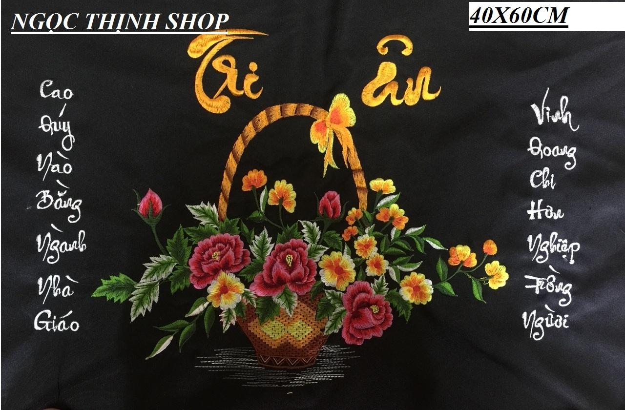 Tranh chỉ lụa đã thành phẩm THƯ PHÁP TẶNG THẦY CÔ GIÁO 60X40CM