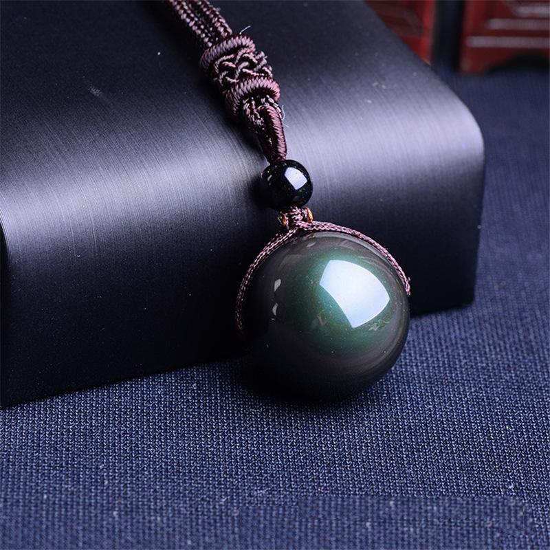 Vòng Cổ May Mắn Hạt Đá Phong Thủy Đá Núi Lửa Obsidian
