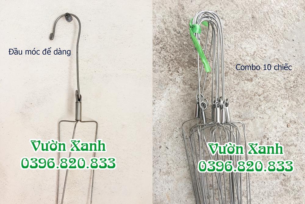 Combo 10 móc inox treo giỏ hoa, cây cảnh 90cm