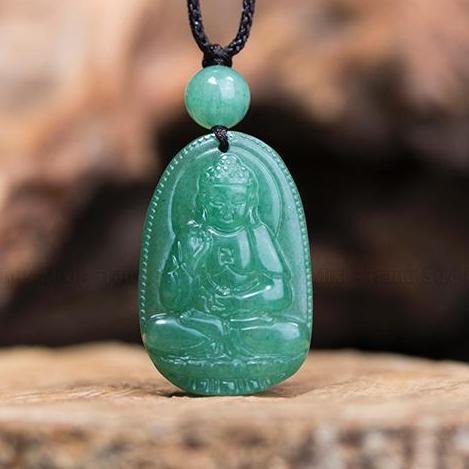 Mặt dây chuyền bản mệnh a-di-đà đá cảm thạch xanh lá- bản mệnh cho tuổi tuất + hợi - tặng kèm dây đeo