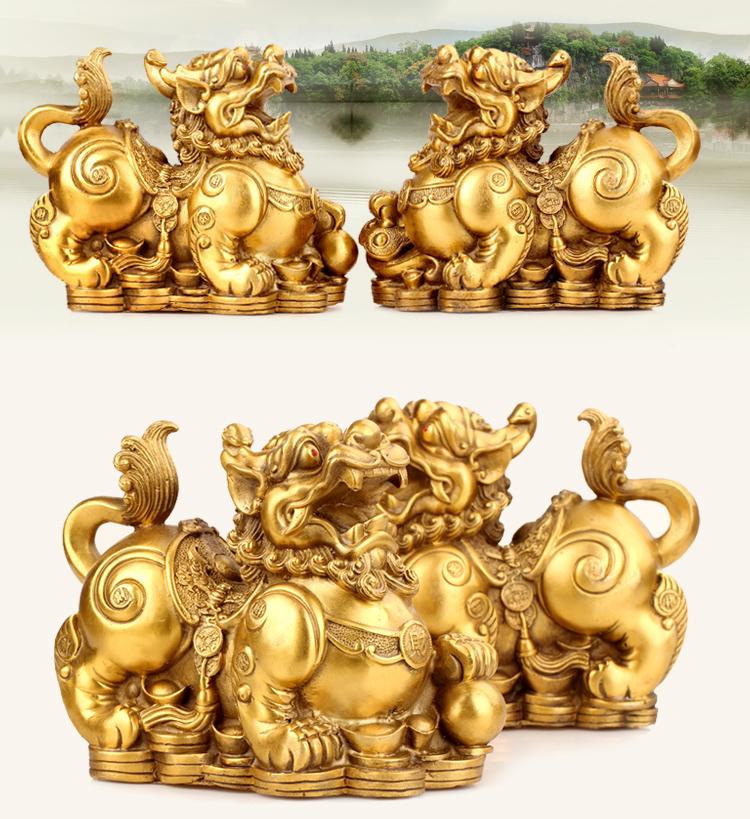 Tượng Kỳ lân tiền vàng bằng đồng thau