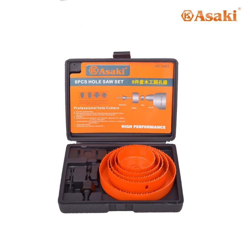 Bộ công cụ khoét lỗ gỗ và thạch cao 8 chi tiết Asaki AK-3681