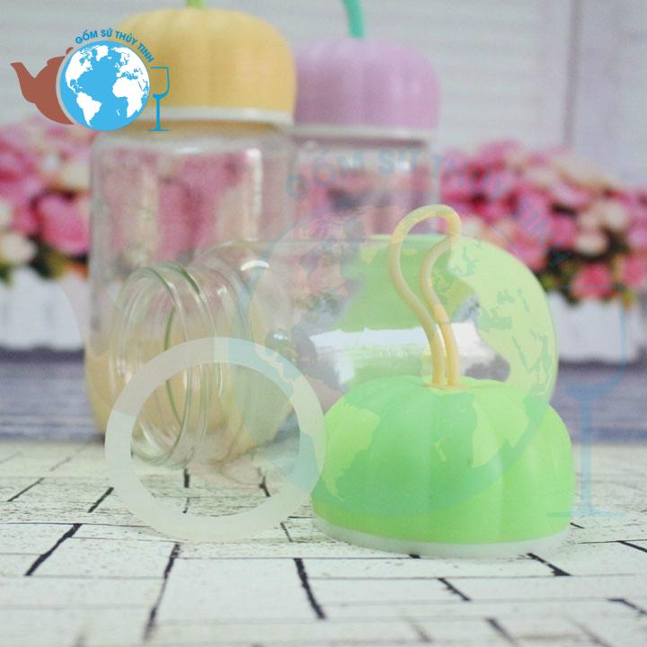 [HCM]Bình nước thủy tinh vỏ bọc silicon nắp bí 300ml