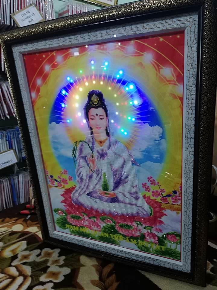 Tranh thêu chữ thập Phật bà quan thế âm bồ tát-Ngọc Thịnh