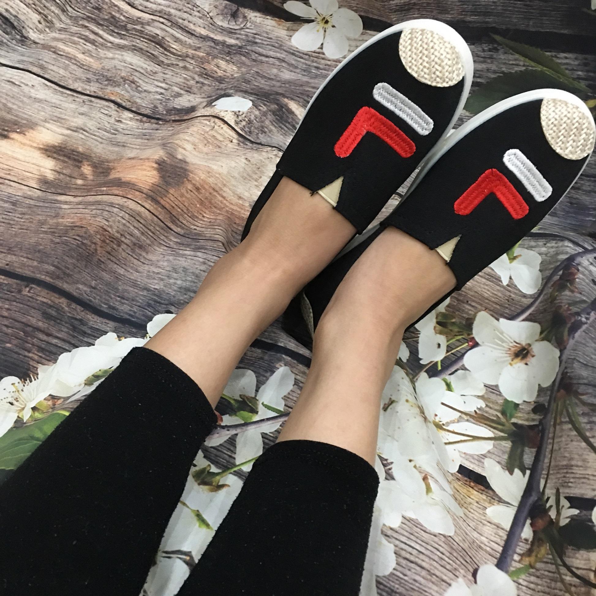 [Hoàn tiền 15%]Giày slip on nữ bọc cói vintage