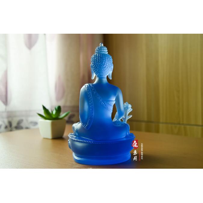 Tượng phật dược sư lưu ly xanh dương Cao 19.5cm